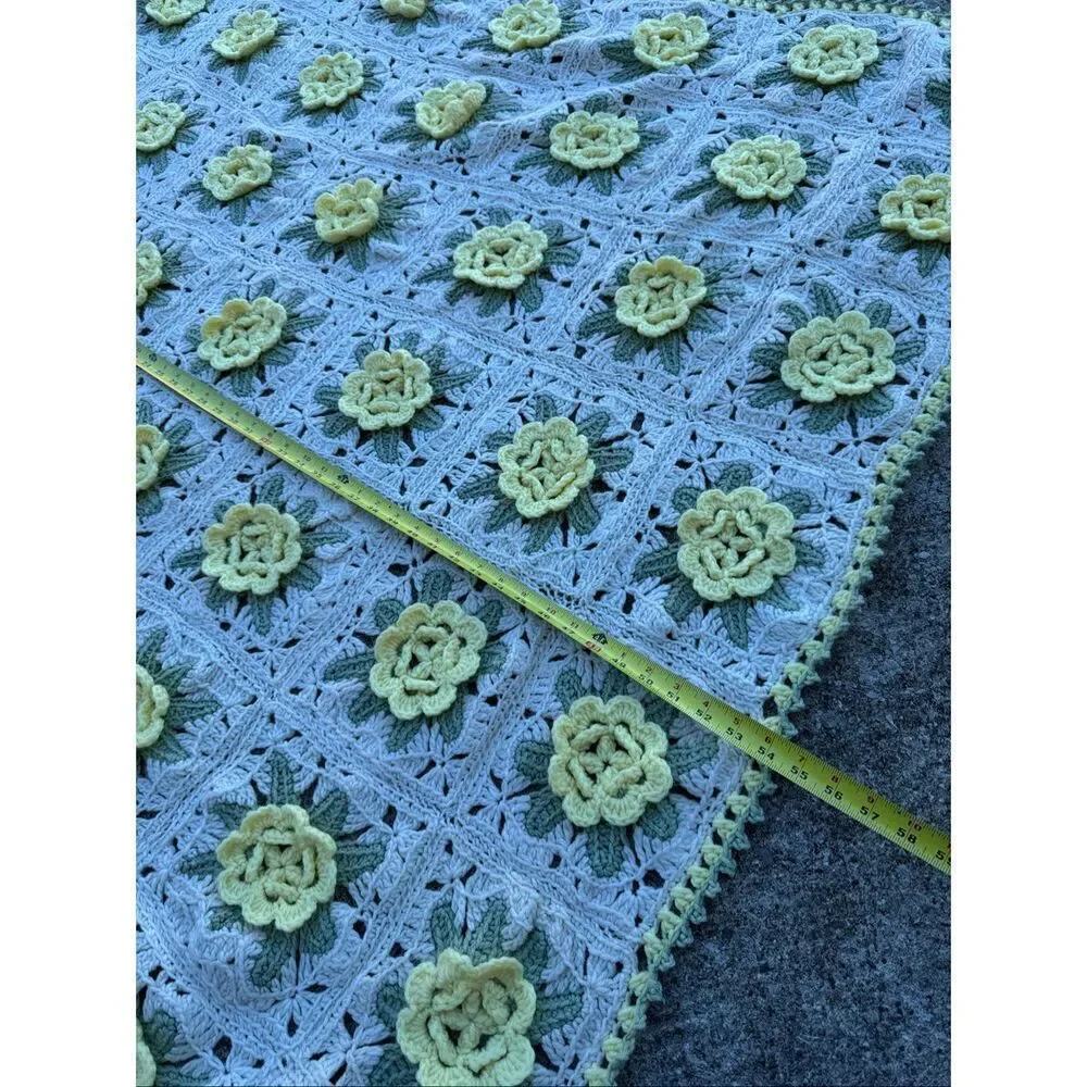 Crochet/afgan granny square raised rose 3D pattern Rosann, arts & crafts, sewing